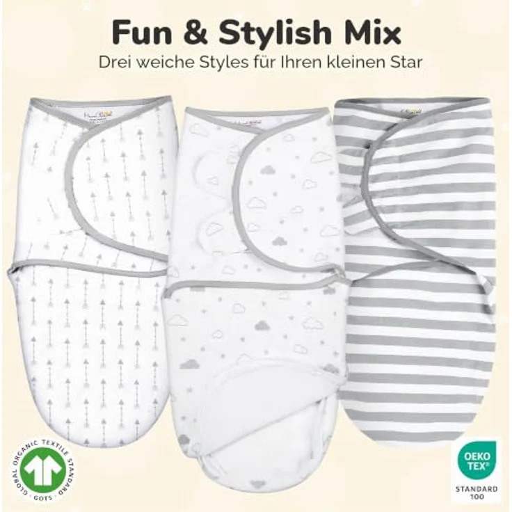 Mama Cheetah Baby Swaddle Blanket mit Zipper, Hüftgesundheit, 100% Bio-Baumwolle, 3-6 Monate, 3er Pack für Jungen & Mädchen – Bild 2