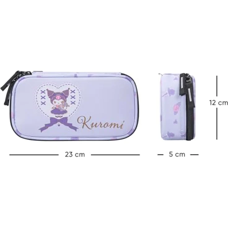 Baagl Federmäppchen Kuromi Sweet One, geräumiges Etui mit durchdachter Innenaufteilung, 23 × 12 × 5 cm, aus recyceltem Polyester – Bild 5