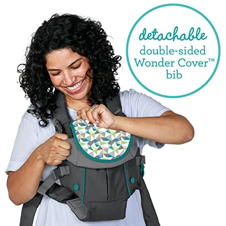 INFANTINO Swift Classic Carrier – ergonomische Babytrage mit 2 Tragepositionen und Tasche, graue verstellbare Babytrage mit Hüftsitz und Fronttasche zum Verstauen wichtiger Utensilien, 300105 – Bild 4