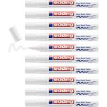 edding 750 Glanzlackmarker, 10 Stück weiß, Rundspitze 2-4 mm, wasserfest und stark deckend für Glas, Stein, Holz, Kunststoff und Papier