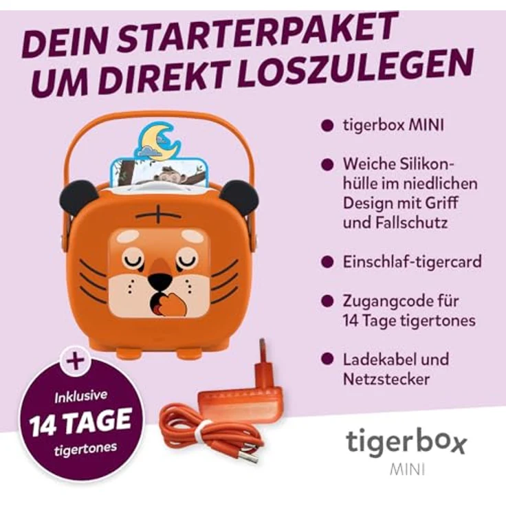 tigermedia tigerbox MINI - Tiggi Tiger, Hörspielbox für kleine Kinder mit 2 Wochen tigertones Zugang, Offline-Modus, Lautstärkebegrenzung und Kopfhöreranschluss, kompatibel mit tigercards – Bild 4