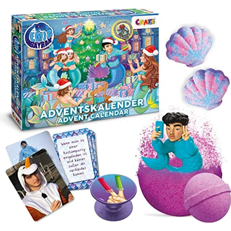 CRAZE Adventskalender Kinder, Tiktok-Star Emir Bayrak Mermaid Spielzeug Weihnachtskalender Kinder mit INKEE Badekugeln, Compund Mix und exklusivem Content - 40522 Multicolor – Bild 1