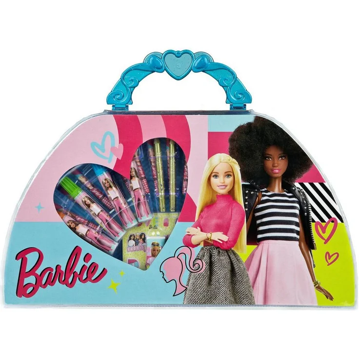 Barbie Kreativset Malkoffer 51-teilig, Malen & Gestalten für Kinder ab 3 Jahren, inklusive Buntstifte, Wachsmalkreiden und Ausmalbilder