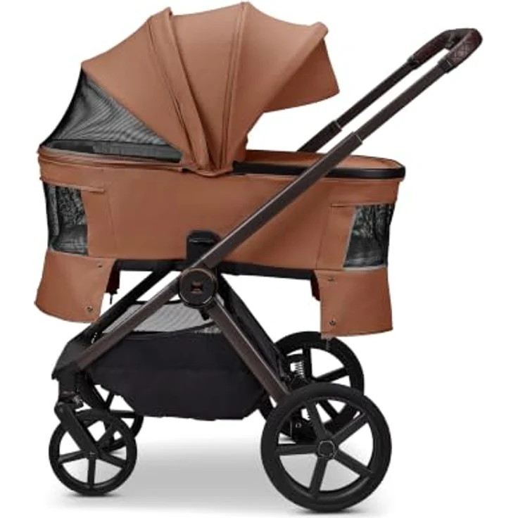 Moon Gio Fold Kombikinderwagen / 2in1 Kinderwagen mit faltbarer Babywanne, Cognac – Bild 2