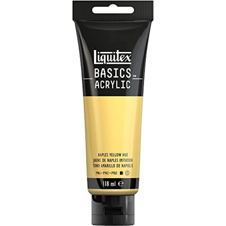 Liquitex Basics Acrylfarbe Neapelgelb, 118ml Tube, lichtecht, mittlere Viskosität, seidenglänzend, monopigmentiert, Archivqualität – Bild 1