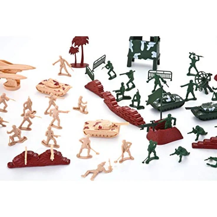 JOYIN 164 Teiliges Soldaten Spielset, Militärsoldat Spielzeug Figuren, Deluxe Militärspielset mit Soldaten, Flugzeugen, Hubschraubern, Panzern, Flaggen und Zubehör – Bild 5