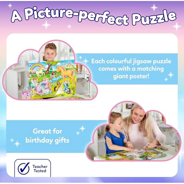 Orchard Toys Unicorn Friends Jigsaw, 50-Piece Shaped Puzzle, Includes Poster and Learning Guide, For Ages 4+, Perfect for Kids who love Unicorns – Bild 2