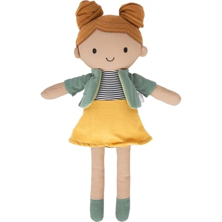 small Foot Stoffpuppe Maya, 39 cm große Puppe mit ausziehbarer Jacke, gelber Rock und liebevollen Details für Babys und Kleinkinder, 12779 – Bild 2