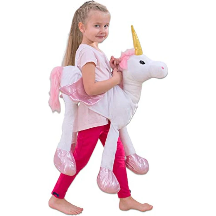 Betzold Einhorn Schlüpfkostüm für Kinder, weiches Plüschkostüm mit pinken Hufen und goldenem Horn, geeignet für 3-9 Jahre – Bild 1