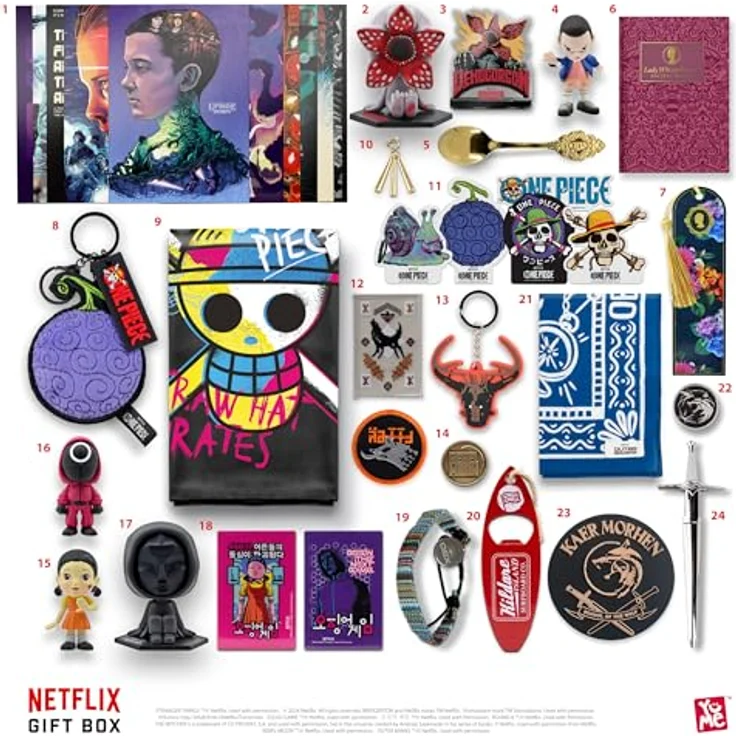 YuMe 15309 - Netflix Gift Box Adventskalender, 24 Überraschungen aus 7 beliebten Netflix Serien, mit Soundeffekt, ab 16 Jahren – Bild 3