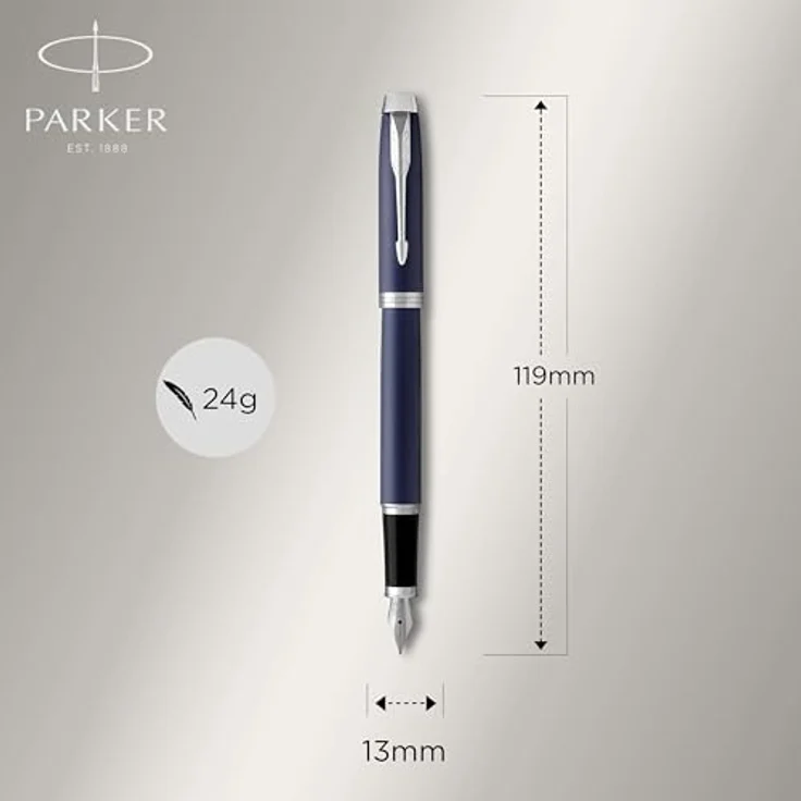 Parker Pen IM Matte Blue C.C., Hochprofessioneller Schreibstift mit stabiler Edelstahlfeder, Blau – Bild 3