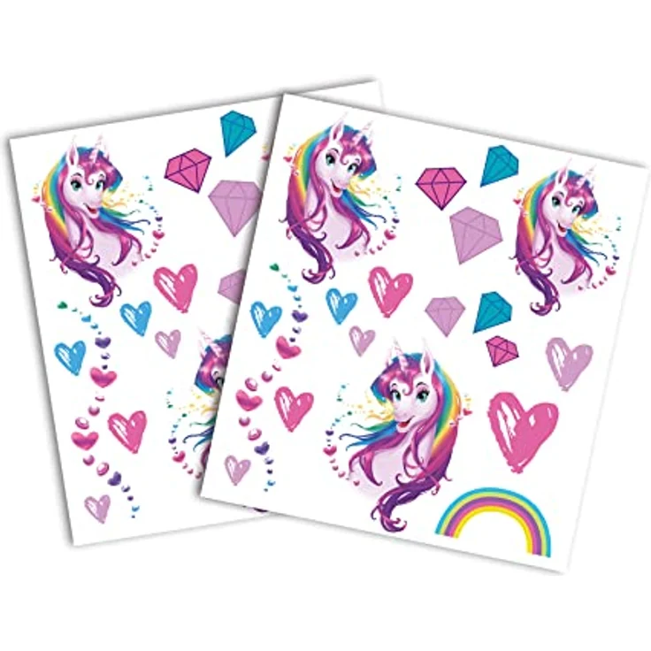 ROTH Kinder-Tattoos Einhornportrait - 2 Bogen pro Pack, hautfreundlich – Bild 2