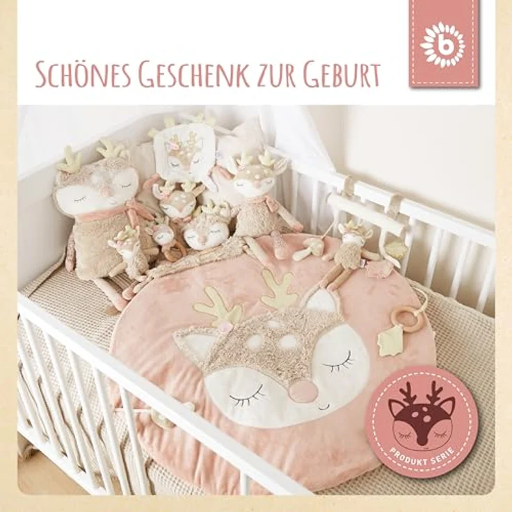 Bieco Plüschgreifling Reh mit Rassel 14 x 9 cm beige/ rosa – Bild 7