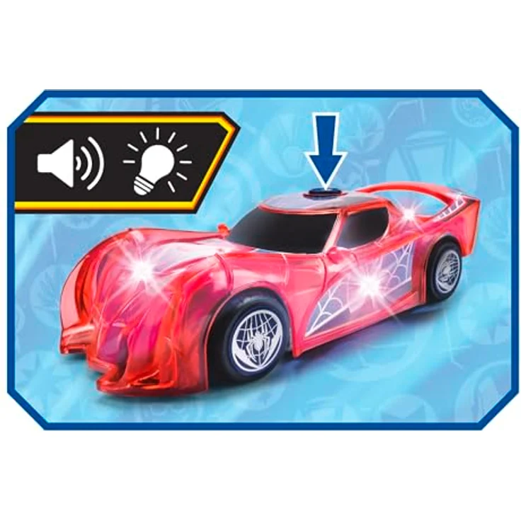 Dickie Toys MARVEL Light Hero Spider-Man, Spielzeug-Auto 1:32 mit Licht- und Soundeffekten, rot-blau – Bild 4