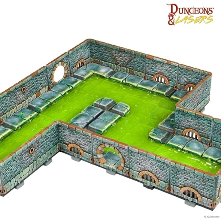 Archon Studio Dungeons & Laser: Sewers Core Set Miniature Terrain - Unlackiert, kompatibel mit DND und anderen TischRPG-Spielen - Transparentes Wasser, doppelseitige Wände, modular – Bild 2