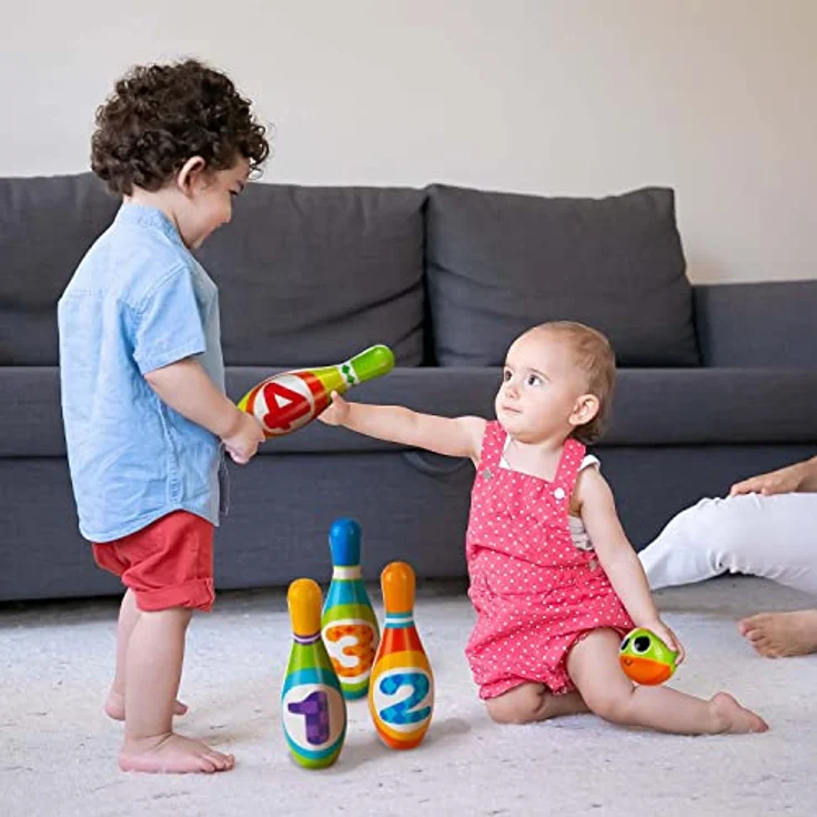 all Kids United® Kegelspiel für Kinder Bowling-Set XXL mit 6 weichen PU Kegeln und 2 Bällen; Pädagogisches Lern-Spielzeug für Drinnen & Draußen aus Schaumstoff (6er Set) – Bild 5