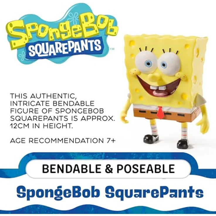 The Noble Collection Biegbarer Spongebob Schwammkopf, ca. 12 cm große Sammelfigur mit flexibler Bauweise und originalgetreuem Design – Bild 3
