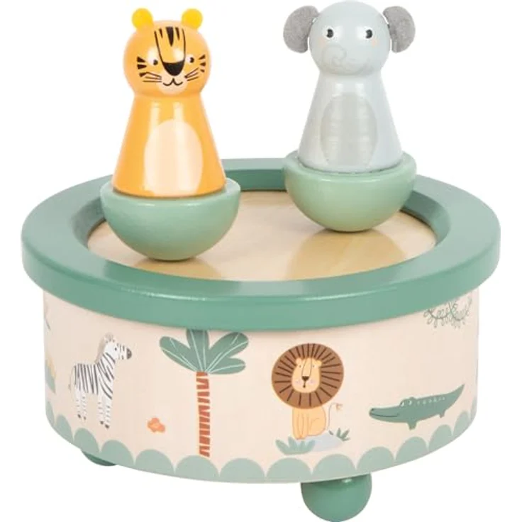 small Foot Spieluhr „Safari“, aus FSC® 100%-zertifiziertem Holz mit Tiger und Elefant, für Kinder ab 2 Jahren, Höhe 12 cm, Melodie „Twinkle Twinkle Little Star“ – Bild 1