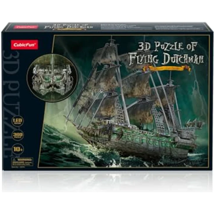 CubicFun 660527 Flying Dutchman LED, 3D Puzzle mit 360 Teilen, leuchtendes Piratenschiff, Modellbausatz ab 10 Jahren – Bild 1