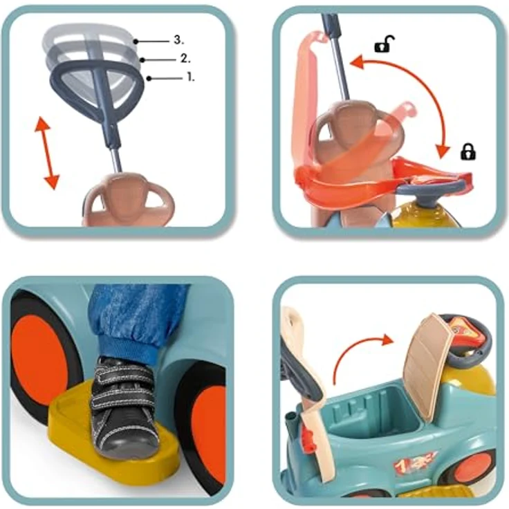 Feber Motofeber Casual 3 in 1 Push N'Go, Schiebe-Laufrad und Lauflernhilfe mit höhenverstellbarem Griff in 3 Positionen, ergonomischer Fußstütze, ideal für Kinder von 12 bis 36 Monaten, 66 x 56,5 x 47 cm, 6 kg, Famosa (FED31000) – Bild 3