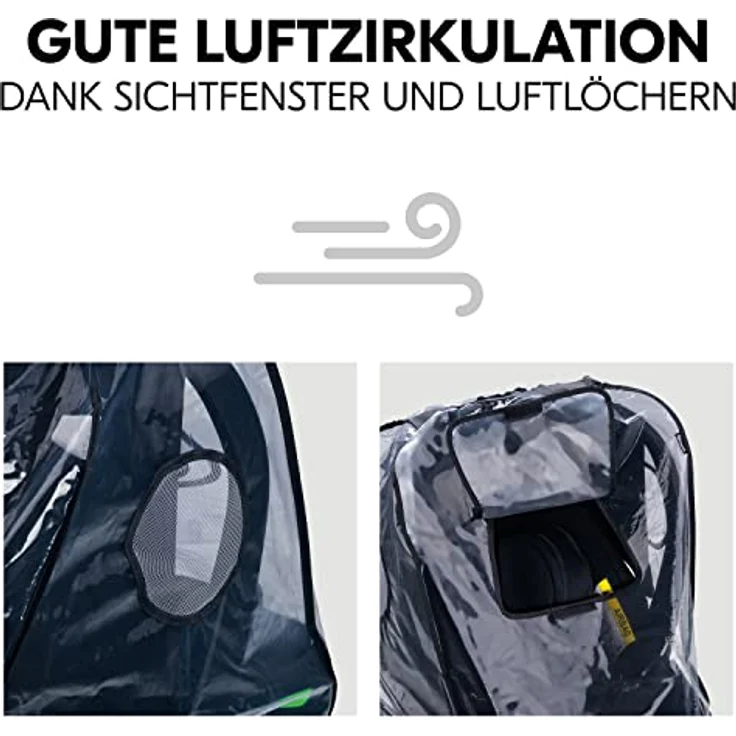Hauck Regenschutz Babyschale Universal mit Trageöffnung, Kontakt-Fenster, Luftlöcher, Einfache Befestigung mit Gummizug, Regenverdeck Babyschale Klein Faltbar, Transparent – Bild 4