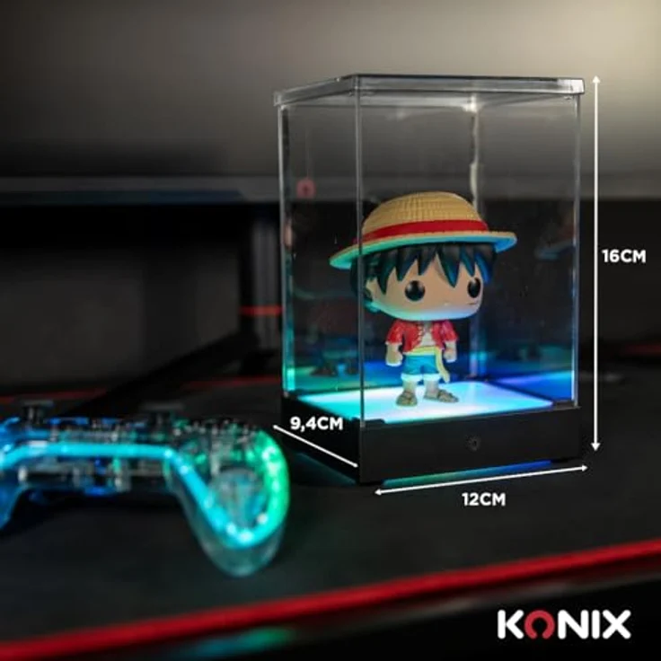 Konix Acryl Display Case mit RGB-Beleuchtung, Vitrine für Funko Pop Figuren, Touch-Bedienung, USB-Betrieb, 9 x 9 x 14 cm – Bild 5