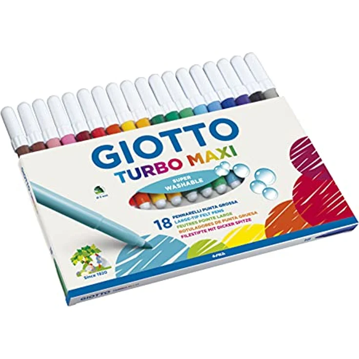 Giotto 0763 00 Turbo Maxi Faserschreiber Kartonetui mit Hängelasche 18 sortierte Farben – Bild 3