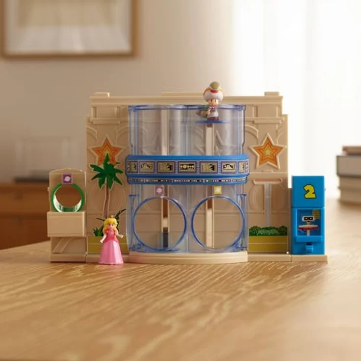 Jakks Pacific Super Mario Galaxy Film Diorama, Gateway Galaxy Set mit 2 Minifiguren, inkl. Prinzessin Peach und Captain Toad, bewegliche Transportröhren und Warp-Röhre, ab 3 Jahren – Bild 3