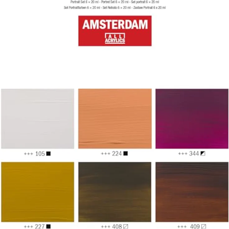 Amsterdam Standard Serie Acrylfarben Set, Portrait Set mit 6 x 20 ml Tuben, Mischfarben für verschiedene Hauttöne – Bild 4