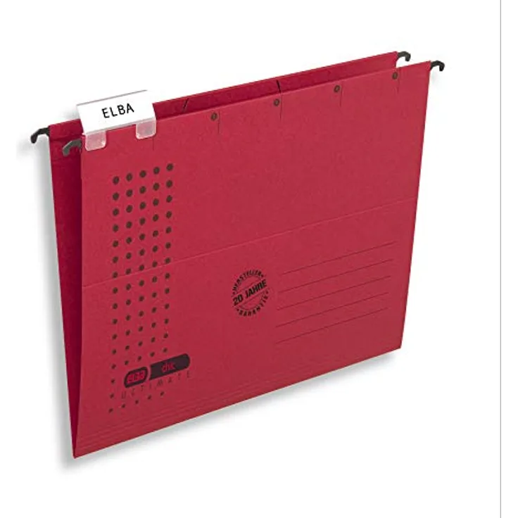 ELBA Hängemappe chic für A4, aus Karton, seitlich offen, rot, 5er Pack