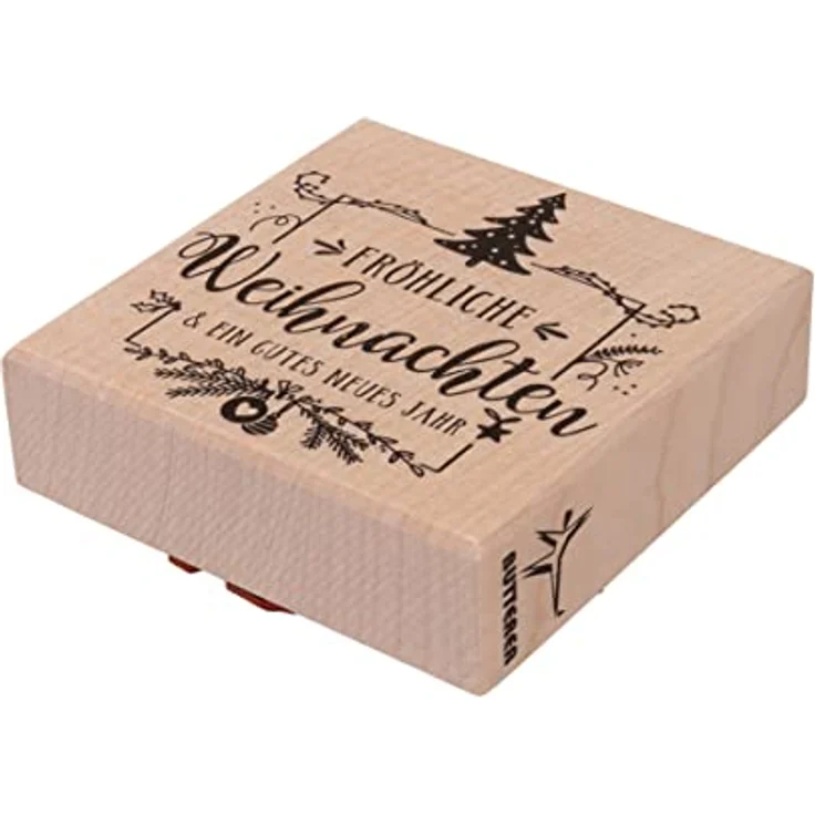 Rayher Stempel Holz "Fröhliche Weihnachten", 7 x 7 cm, Textstempel Holz, Holzstempel, Weihnachtsstempel, Butterer Stempel, 29242000 – Bild 2
