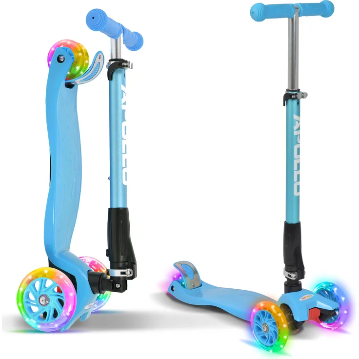 Apollo Fun-Scooter Kids Whiz LED | Kinderroller ab 3 Jahre | Roller 3 Räder für mehr Stabilität | Kickboard, Tretroller | 3 in 1: Scooter, Kinder, Spaß | Fördert und schützt - blau
