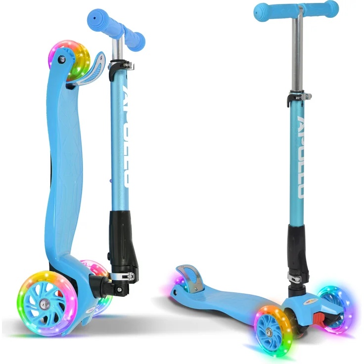 Apollo Fun-Scooter Kids Whiz LED | Kinderroller ab 3 Jahre | Roller 3 Räder für mehr Stabilität | Kickboard, Tretroller | 3 in 1: Scooter, Kinder, Spaß | Fördert und schützt - blau