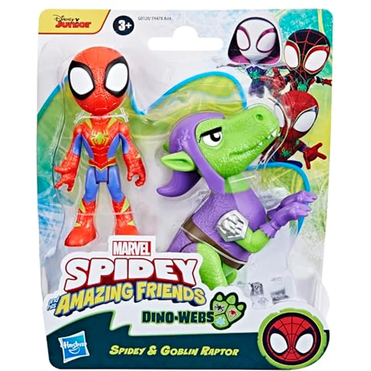 Spidey and his Amazing Friends Marvel Spidey und Seine Super-Freunde Dino-Webs, Action-Figurenset mit beweglicher Spidey- und Kobold-Raptor-Figur, 10 cm – Bild 2