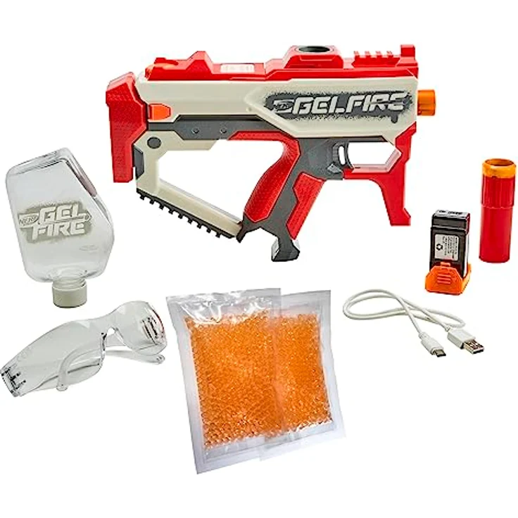 Nerf Pro Gelfire Mythic Blaster, 1600 hydrierte Gelfire Kugeln, Kugelmagazin für 800 Kugeln, mit Akku und Nerf Brille – Bild 2