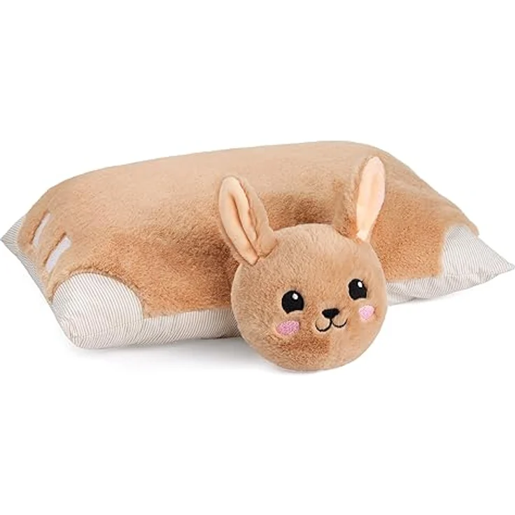 BRUBAKER Kuscheltier-Kissen Hase - 2 in 1 Plüschtier und Kuschelkissen - 40 x 30 cm - Braun – Bild 2