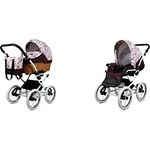 BabyLux ALU 2in1 Kinderwagen Maroon Flowers White Frame - Verstellbar, elegant, sicher und nutzungsfreundlich