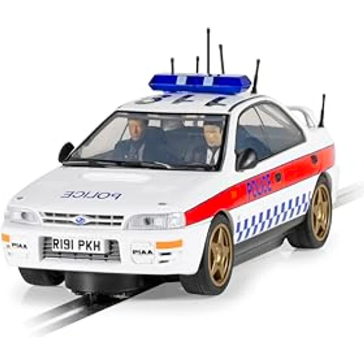 Scalextric C4429 Subaru Impreza WRX - Police Edition Slotcar mit funktionierenden Lichtern und DPR – Bild 1
