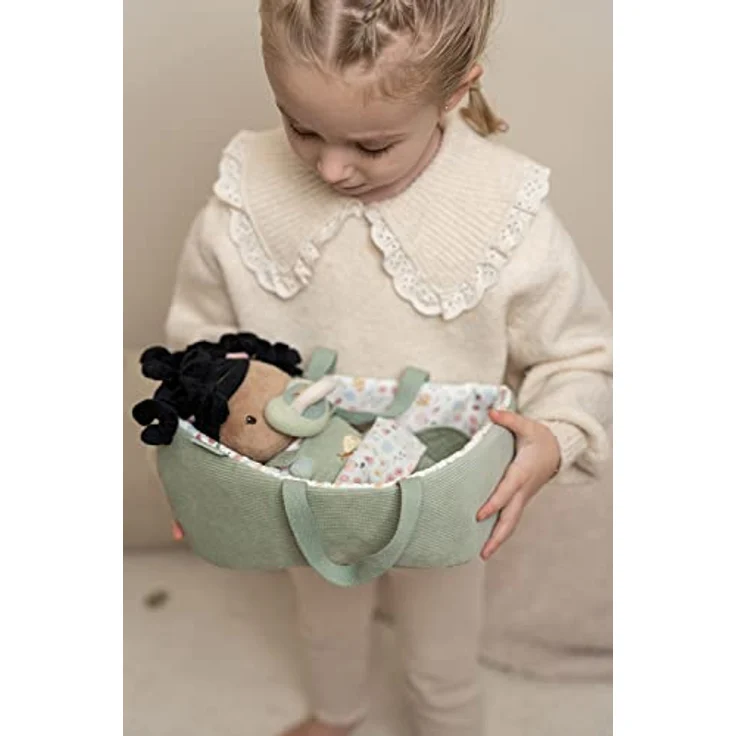 Little Dutch 4555 Stoffpuppe Babypuppe Evi mit Tragekorb und Zubehör - Flowers & Butterflies – Bild 3