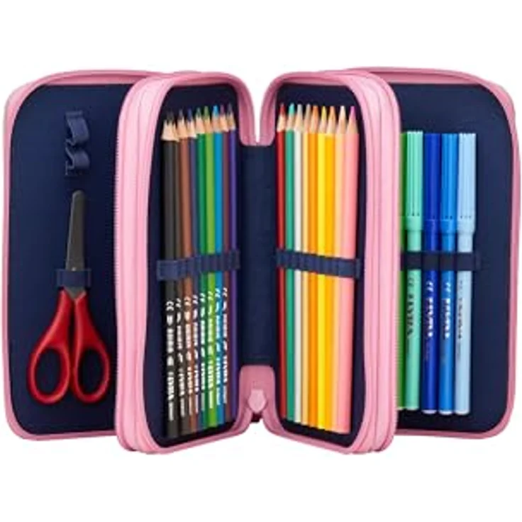 ergobag Maxi Mäppchen Set 40-Teilig, Lyra Bunt- und Filzstifte, Kleingeld Fach, Lineal, Schere WolkenzauBär - Pink – Bild 4