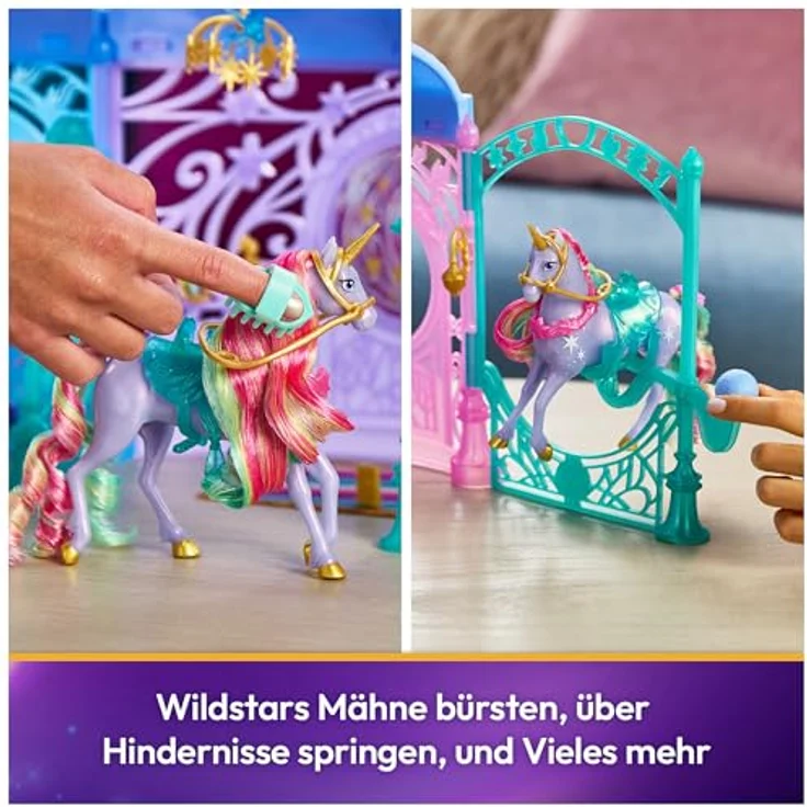 Spin Master Anziehpuppe Unicorn Academy - Stall Starglow Fountain & Stable, mit Licht- und Soundeffekten, 90 cm ausklappbar, inkl. Wildstar und 24 Zubehörteilen – Bild 5