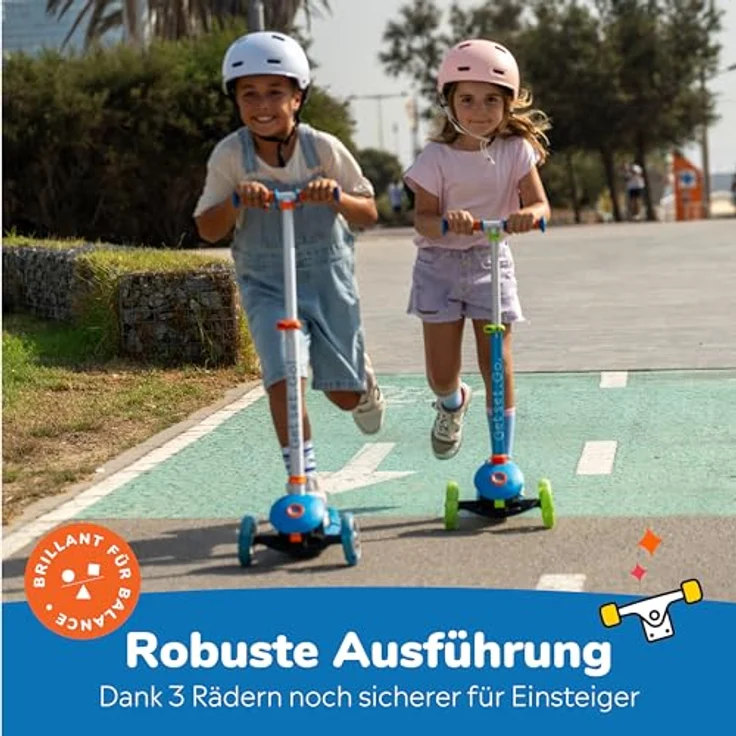 Trunki Faltroller, klappbarer 3-Rad-Scooter für Kinder von 2-6 Jahren, blau, höhenverstellbarer Lenker, leichte Aluminiumkonstruktion, hohe Stabilität – Bild 6