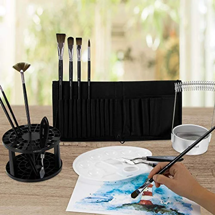 Artina Kreativset Elba, 15tlg. Malset mit Pinselwascher, Pinselhalter und Malzubehör – Bild 8