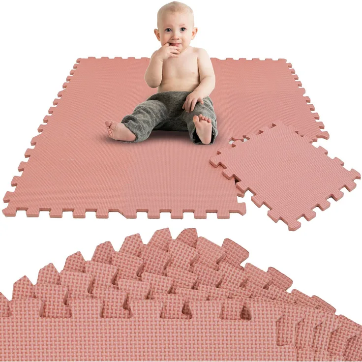 LittleTom Puzzlematte 9 Teile Spielmatte Baby Puzzlematte Krabbelmatte, 30x30cm Bodenmatte Kinderzimmer, Weichmacherfrei, Antiallergenes Material, Anti-Rutsch Profil, Stoßfest, Erweiterbar