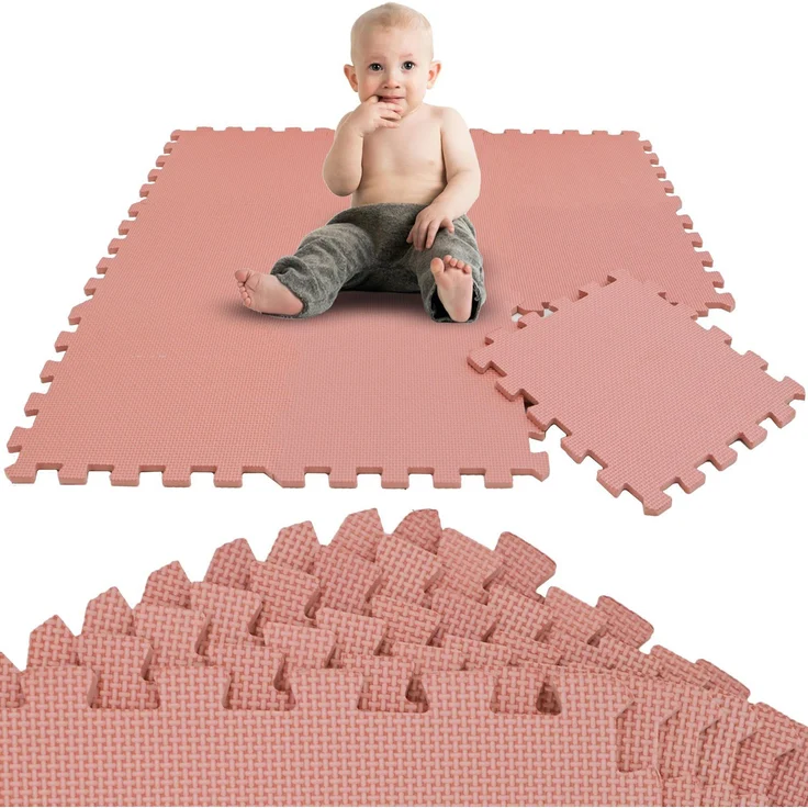 LittleTom Puzzlematte 9 Teile Spielmatte Baby Puzzlematte Krabbelmatte, 30x30cm Bodenmatte Kinderzimmer, Weichmacherfrei, Antiallergenes Material, Anti-Rutsch Profil, Stoßfest, Erweiterbar – Bild 1
