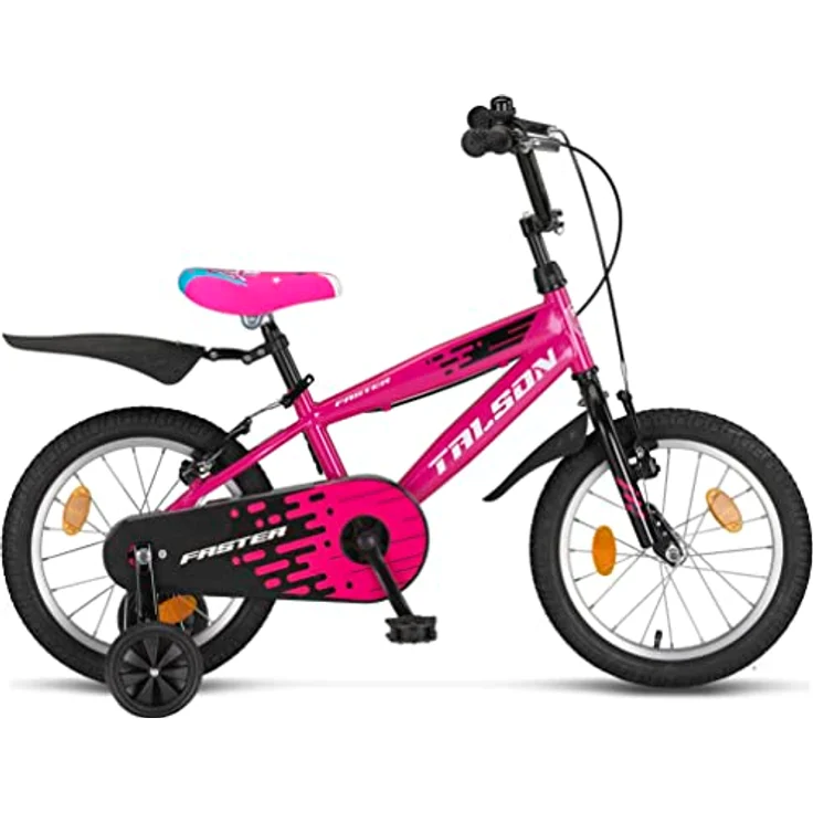 Talson Kinderfahrrad 16 Zoll Single Speed, inkl. Kettenschutz, Stützräder und Zubehör Schwarz – Bild 2