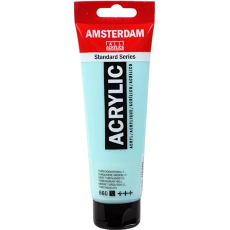 Amsterdam Standard Series Acrylic Paint Turquoise Green Light 660, 120 ml, deckend, lichtechte Pigmente, mittlere Viskosität, satiniertes Finish