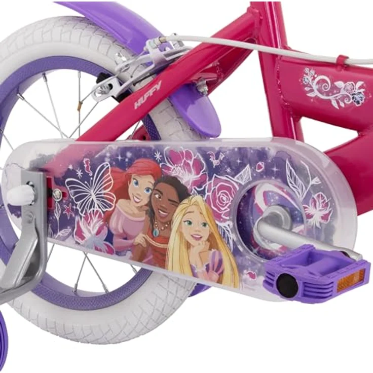 Huffy Disney Prinzessin 14 Zoll Mädchen Fahrrad, rosa, mit Stützrädern und verstellbarem Sitz für Alter 4-6 Jahre, Design mit Rapunzel und Cinderella – Bild 5