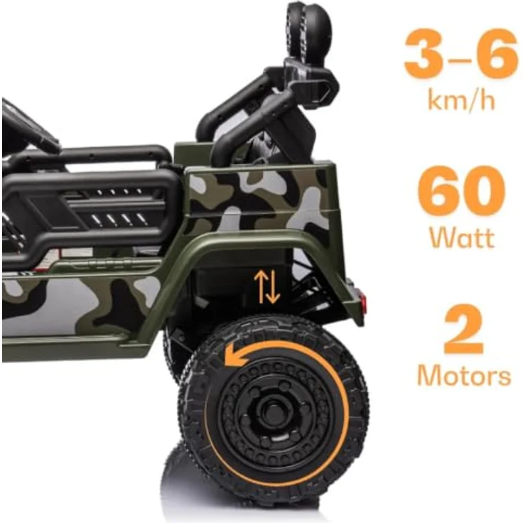 Vrooomy Elektrofahrzeug Toyota FJ Cruiser, 12V mit Fernbedienung, für 1 bis 6 Jahre, grün, 3 km/h-6 km/h, mit MP3-Player und Sicherheitsgurt – Bild 9