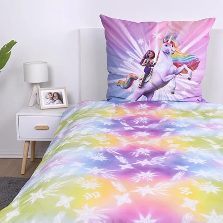 Herding Bettwäsche Unicorn Academy, 100% Baumwolle/Renforcé, Kopfkissenbezug 80 x 80 cm, Bettbezug 135 x 200 cm, Reißverschluss, Wendemotiv, Multicolor – Bild 4